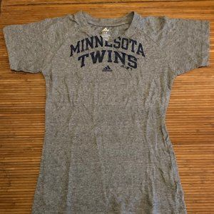 Adidas Gray MN Twins Baseball V-Neck T-Shirt
